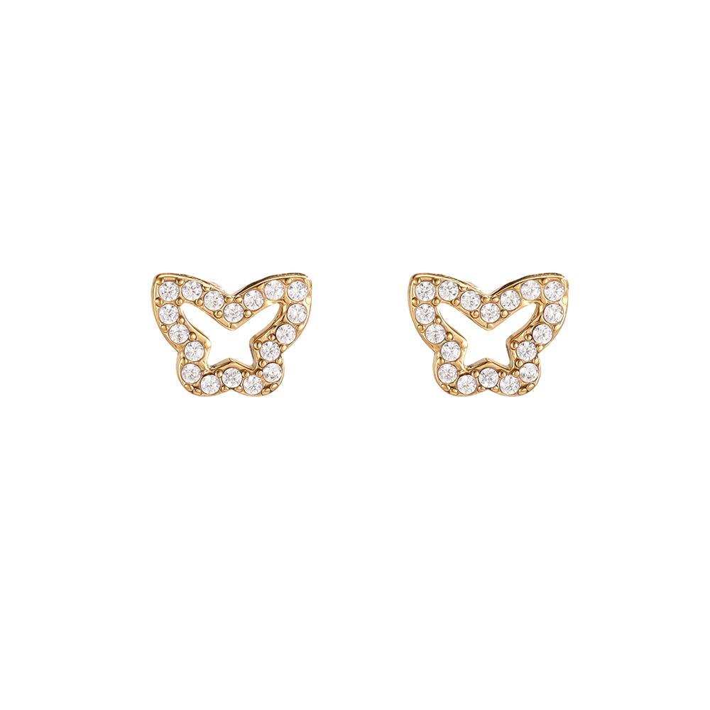 Edelstahl Ohrringe 9mm Zirkonia Schmetterling
