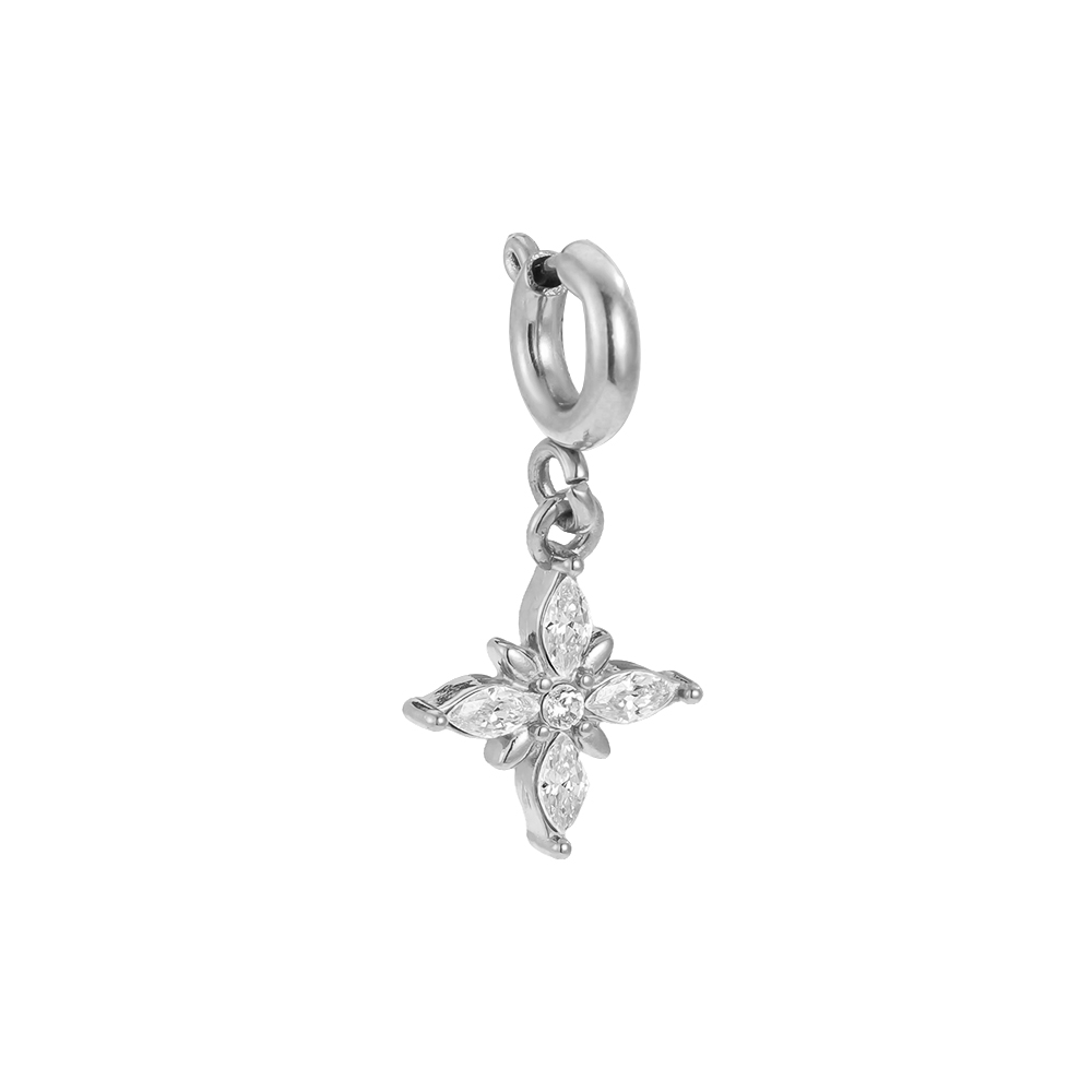 Edelstahl Pendant 19mm Zirkonia Stern mit Federverschluss