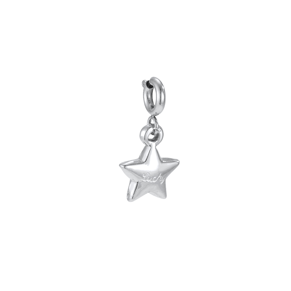 Edelstahl Pendant 12mm schlichter Stern mit Federverschluss      