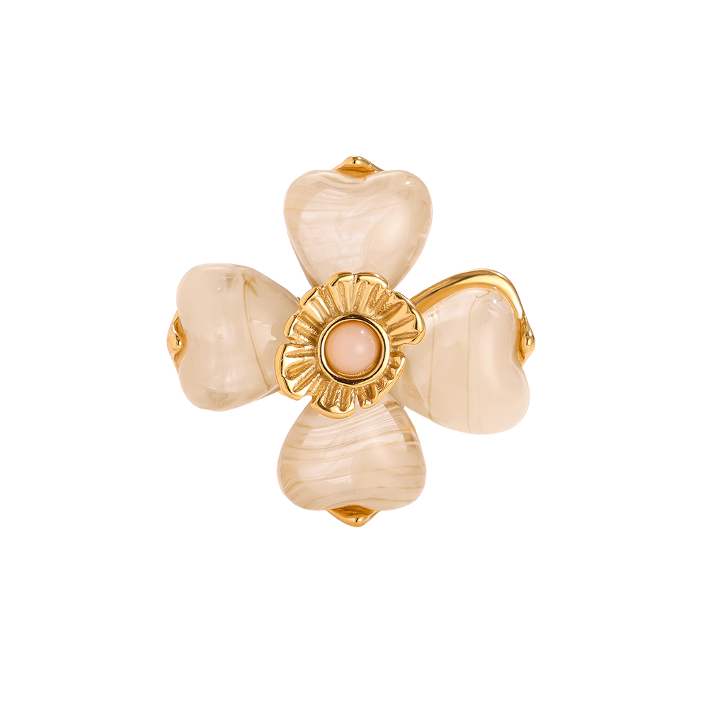 Edelstahl Ring Resin Flower
