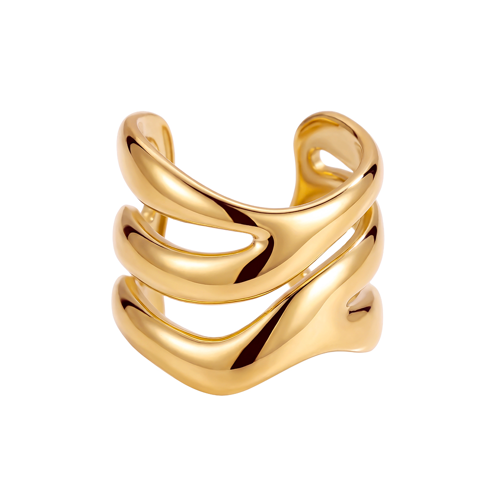 Edelstahl Ring Verstellbarer dreistufige Waves
