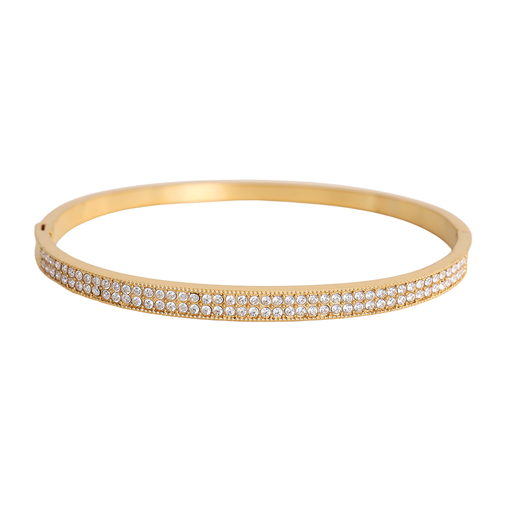 Edelstahl Armreif 6.5cm Feiner Zirkonia