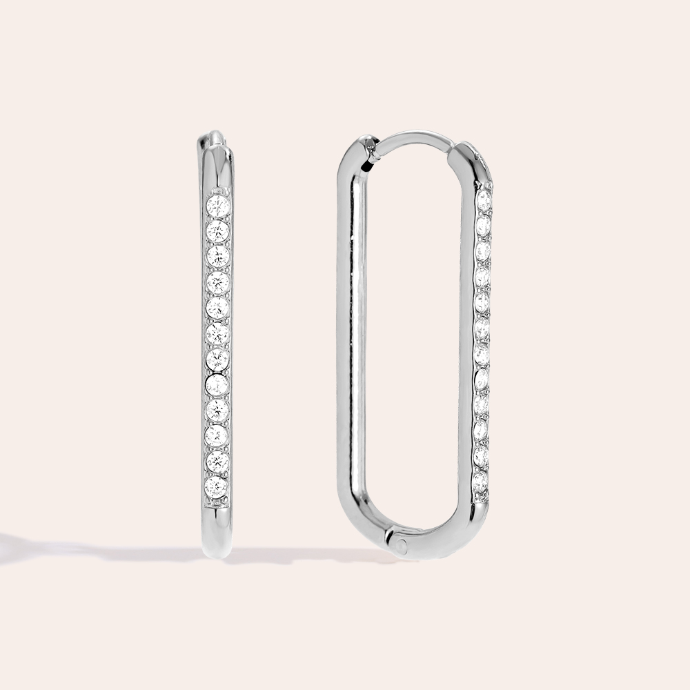 Edelstahl Ohrringe 2.5cm Simple Diamond Hoop
