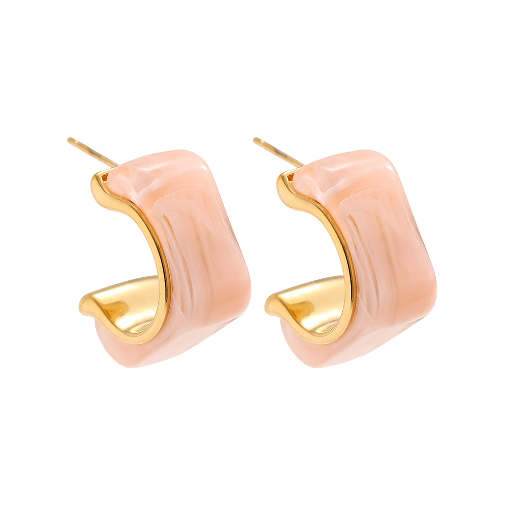 Edelstahl Ohrringe 25mm Cube Half Hoop Resin