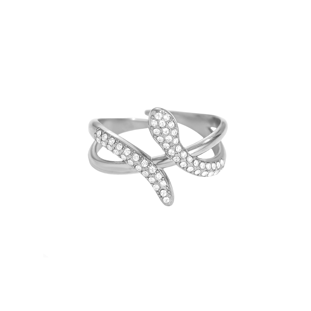 Edelstahl Ring Verstellbarer Schlangenring mit Zirkonia