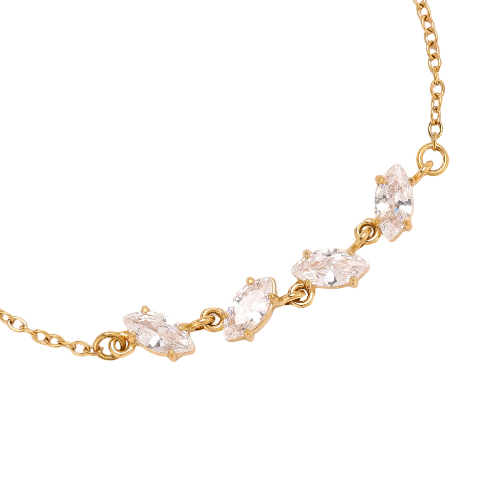 Edelstahl Armband 17cm vier Zirkonia