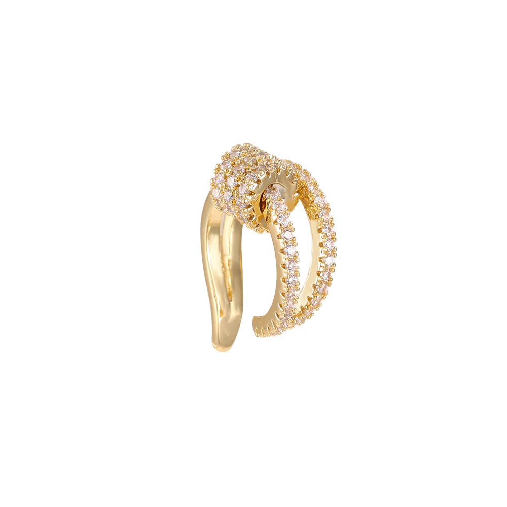 Vergoldete Ear-cuffs 15mm Doppellagiges Design mit kleinem Kreis Zirkonia
