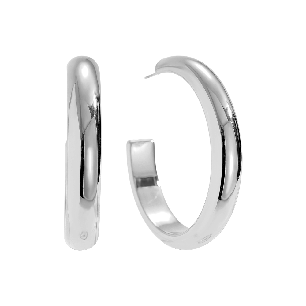 Edelstahl Ohrringe 4cm Casual Half Hoop