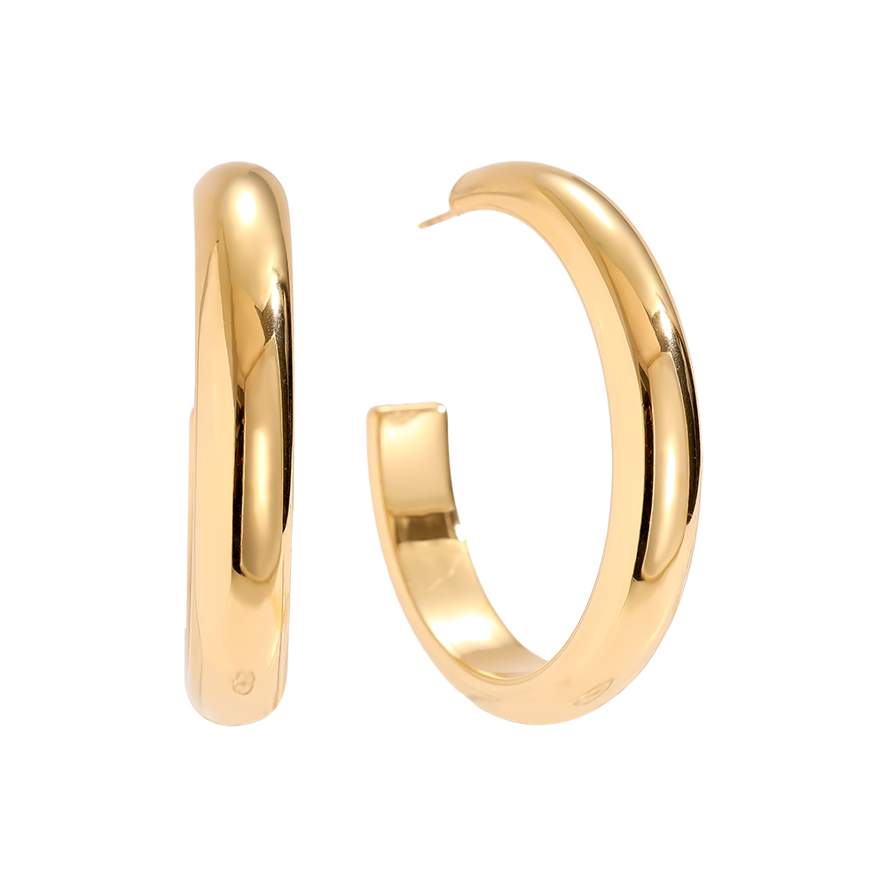 Edelstahl Ohrringe 4cm Casual Half Hoop