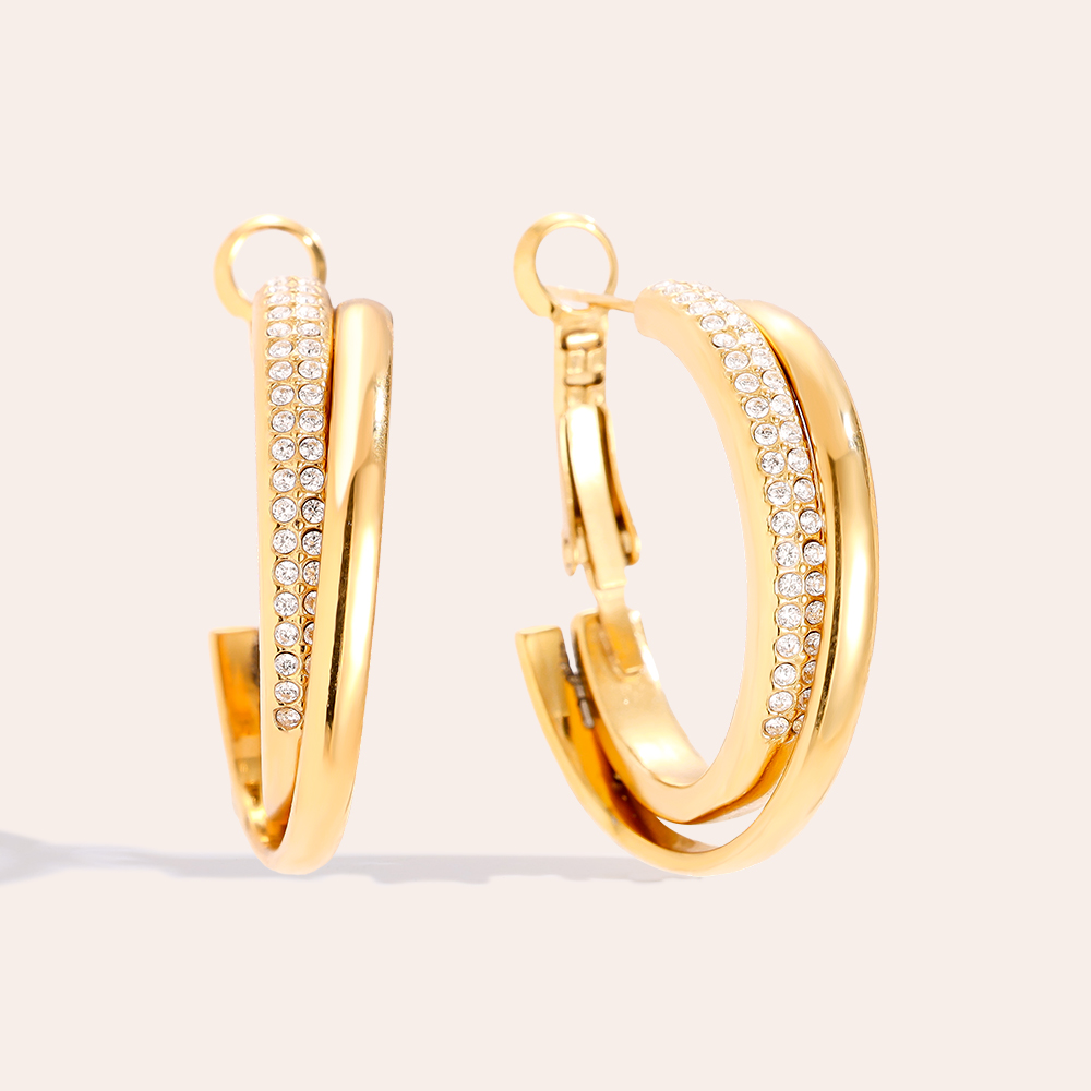 Edelstahl Ohrringe 3cm Fine Diamond Hoop