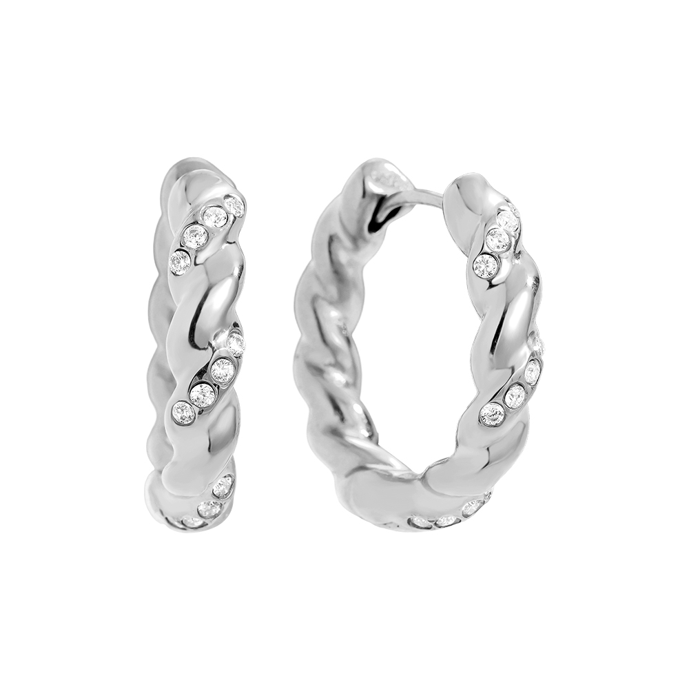 Edelstahl Ohrringe 3cm Mini Diamond In Twist Hoop