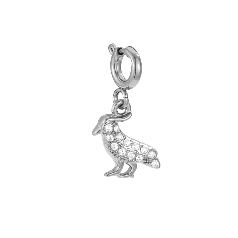 19mm Zirkonia Vogel mit Federverschluss Edelstahl Pendant Kopie