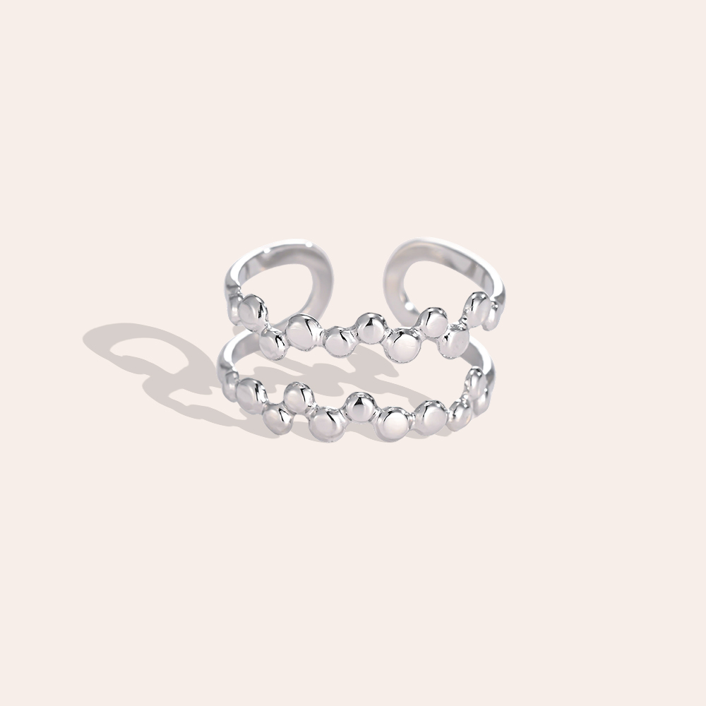 Edelstahl Ring Verstellbar Doppelreihe Kugel