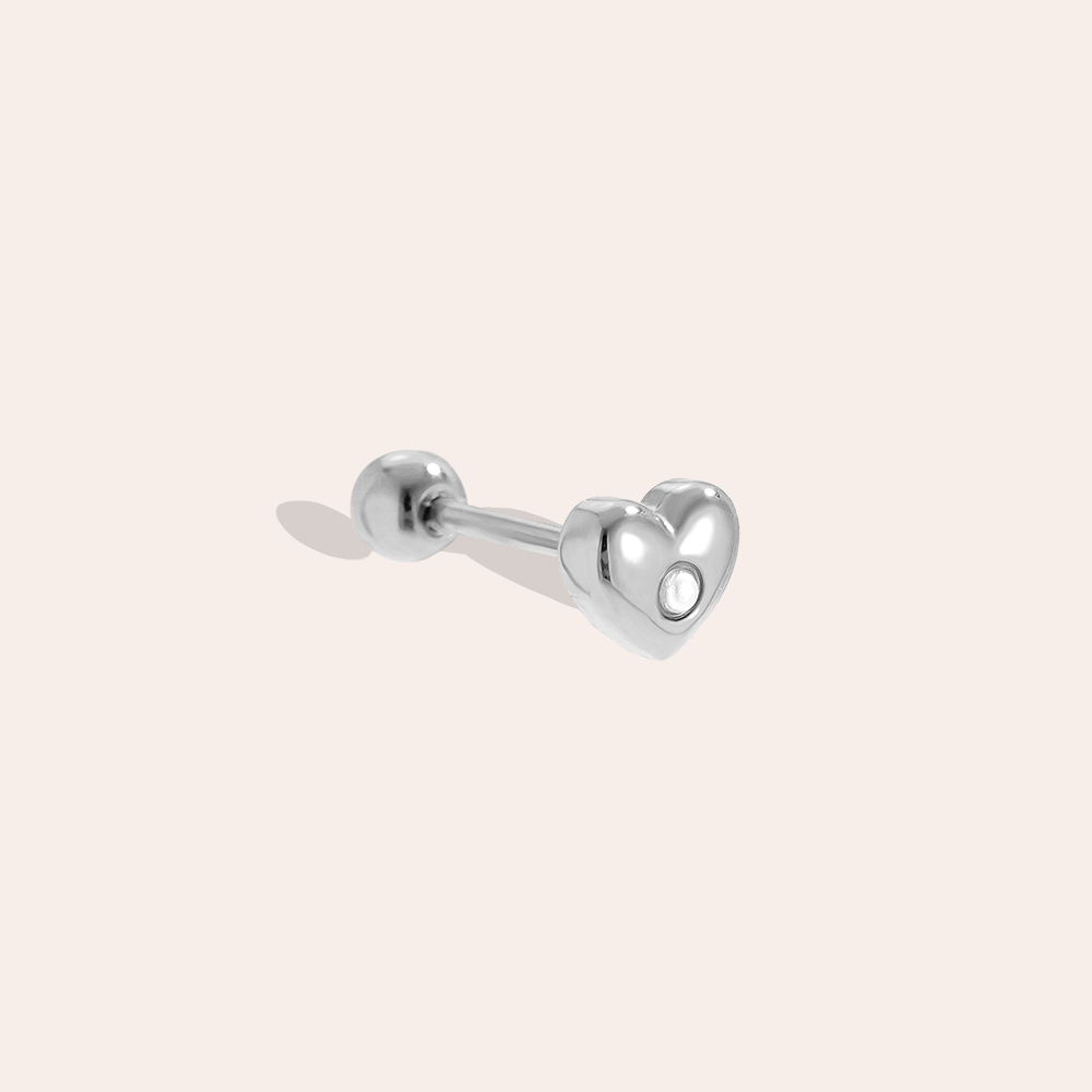 Edelstahl Piercing 4mm Diamond In Heart