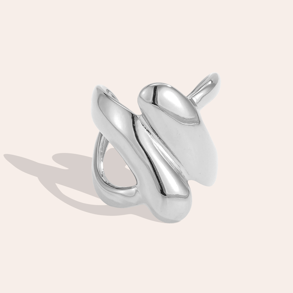 Edelstahl Ring Verstellbar Wellenoptik Gekreuzt