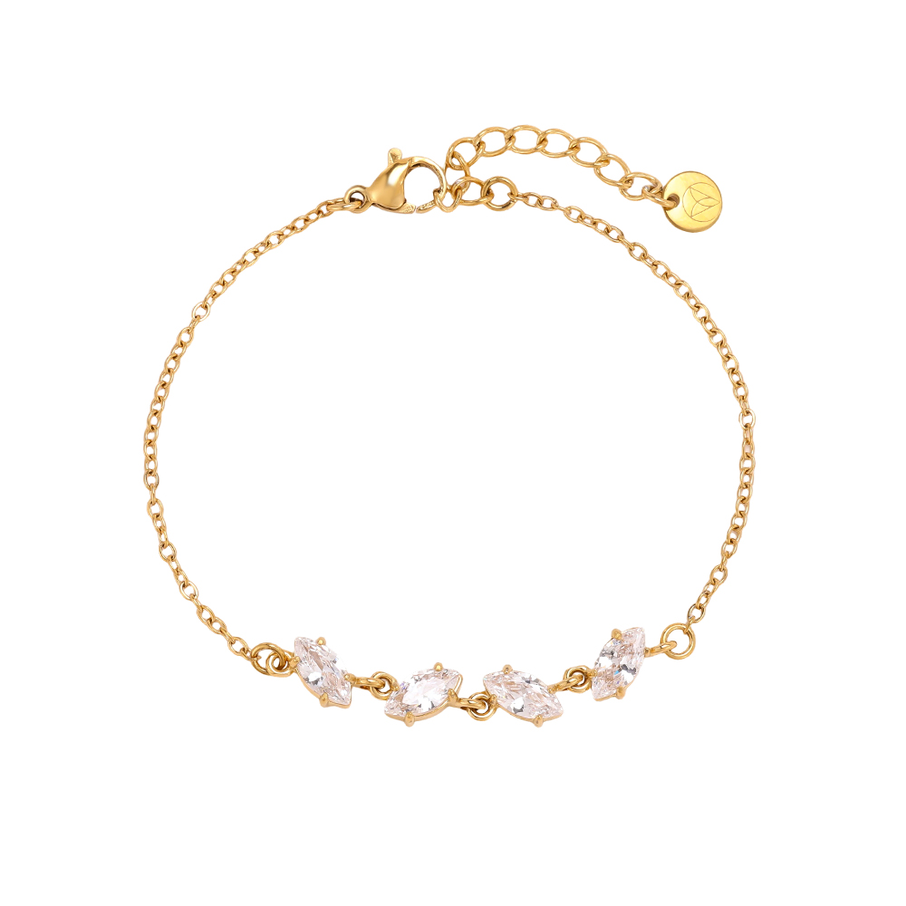 Edelstahl Armband 17cm vier Zirkonia