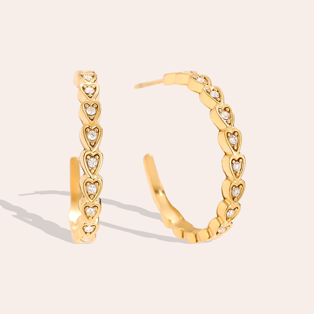 Edelstahl Ohrringe 2.2cm Mini Hearts Hoop