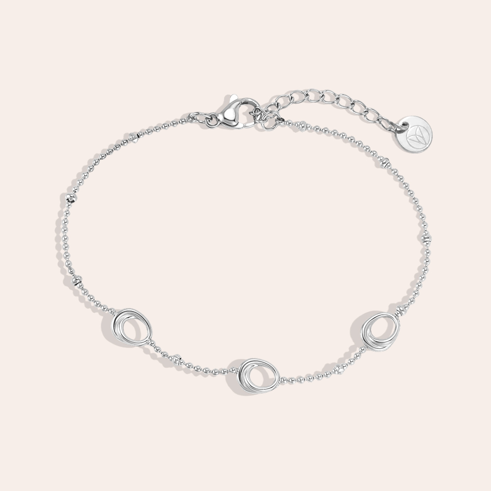 Edelstahl Armband 17cm drei hohle Ovale