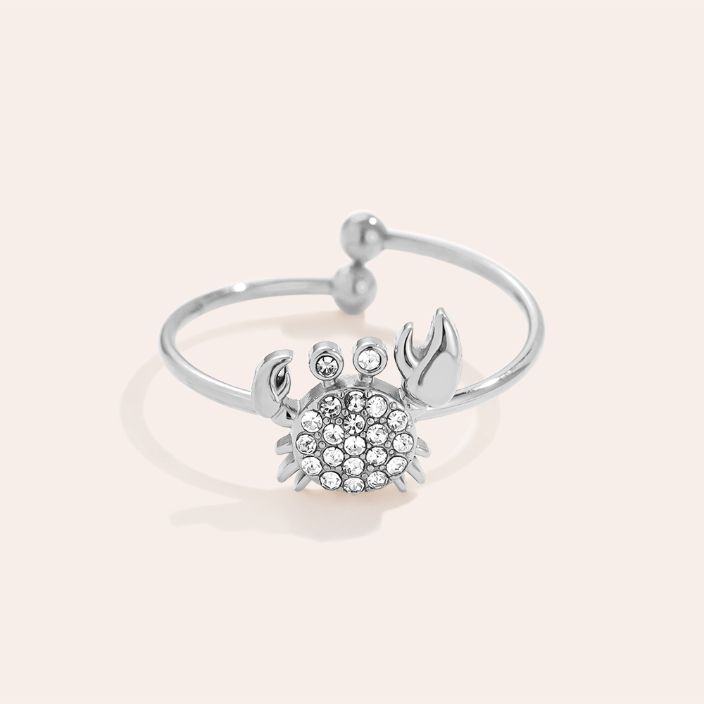 Edelstahl Ring Diamond Crab