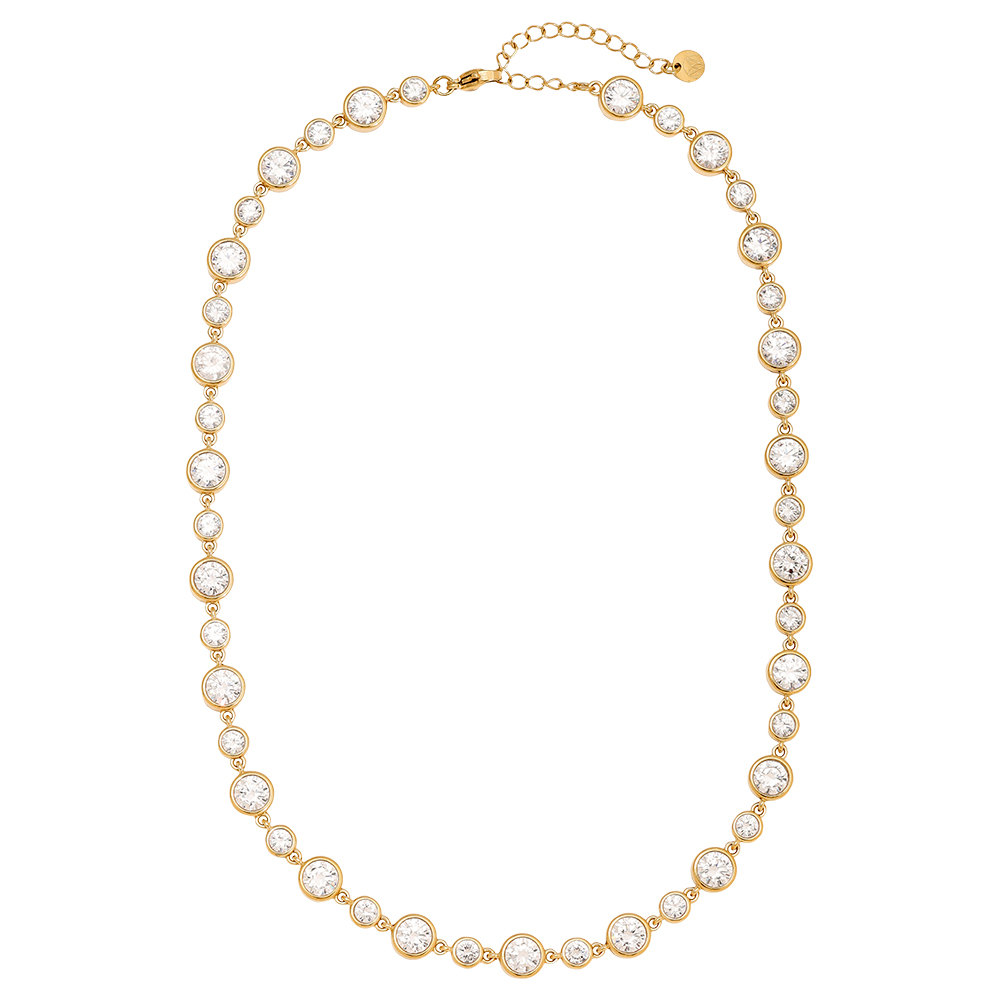 Edelstahl Halskette 40cm Fancy Round Diamond Chain