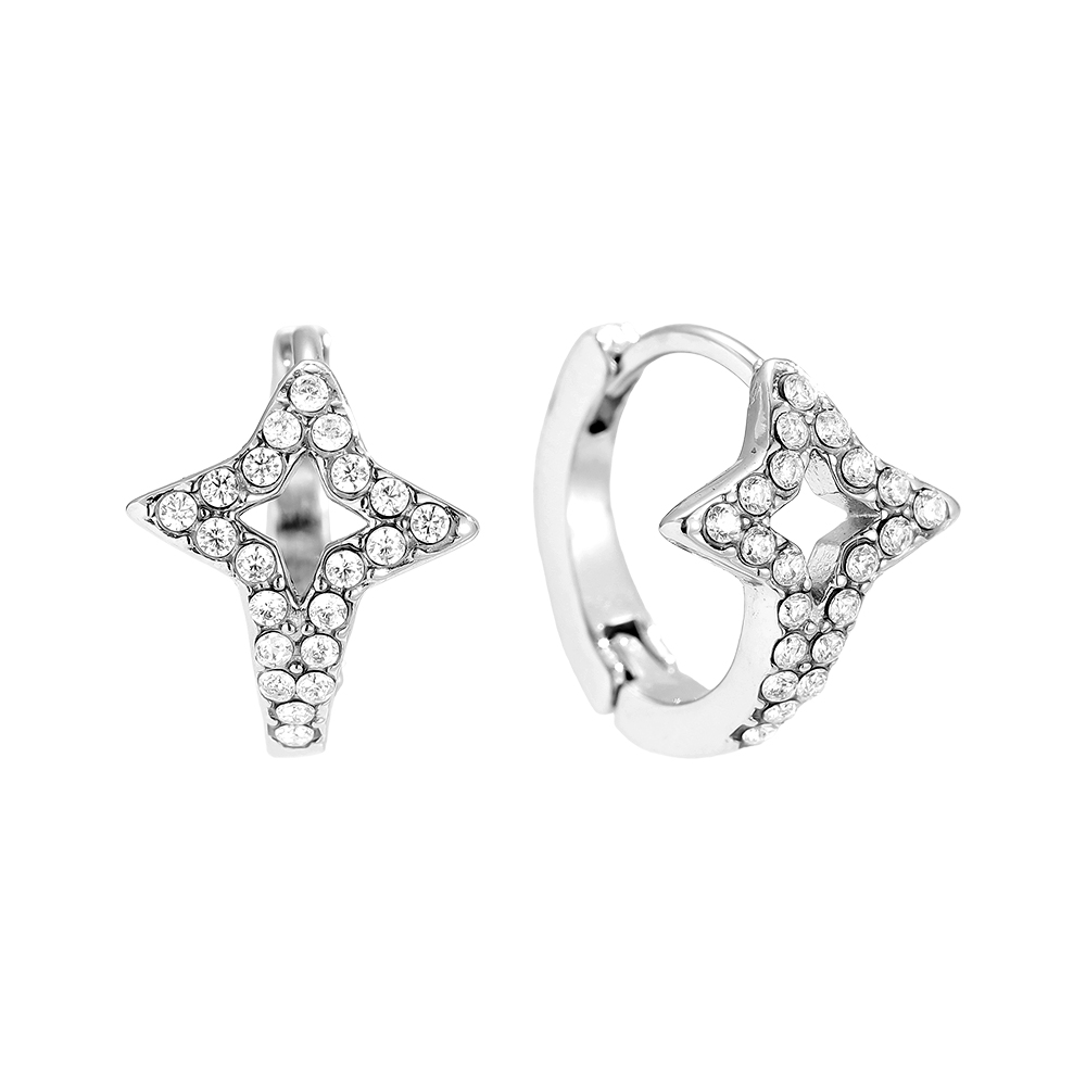 Edelstahl Ohrringe 14mm Diamond Star Hoop