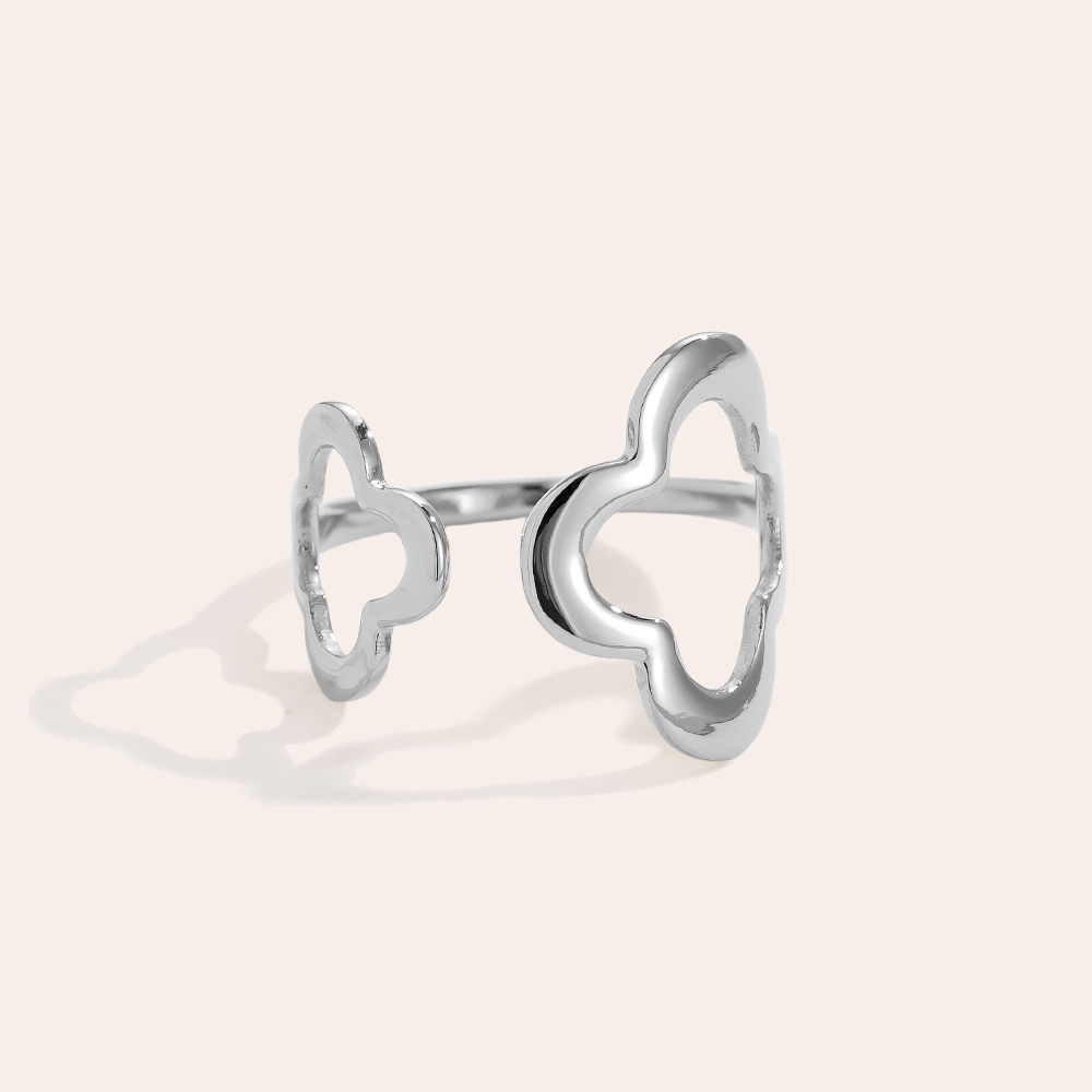Edelstahl Ring Two Lucky Flower