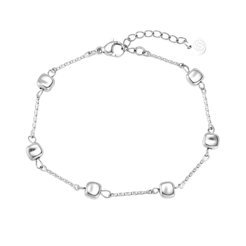 Edelstahl Armband 17cm Kleine Quadrat Details