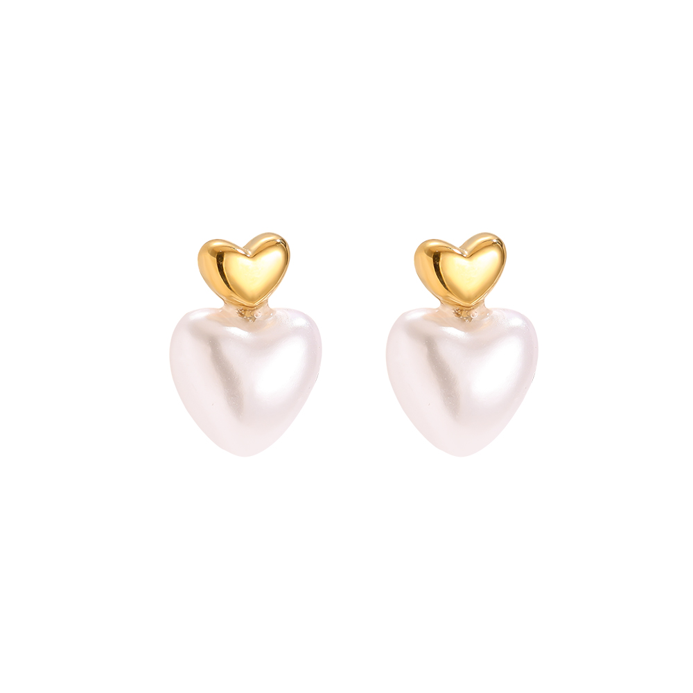 Edelstahl Ohrringe 1cm Pearly Heart
