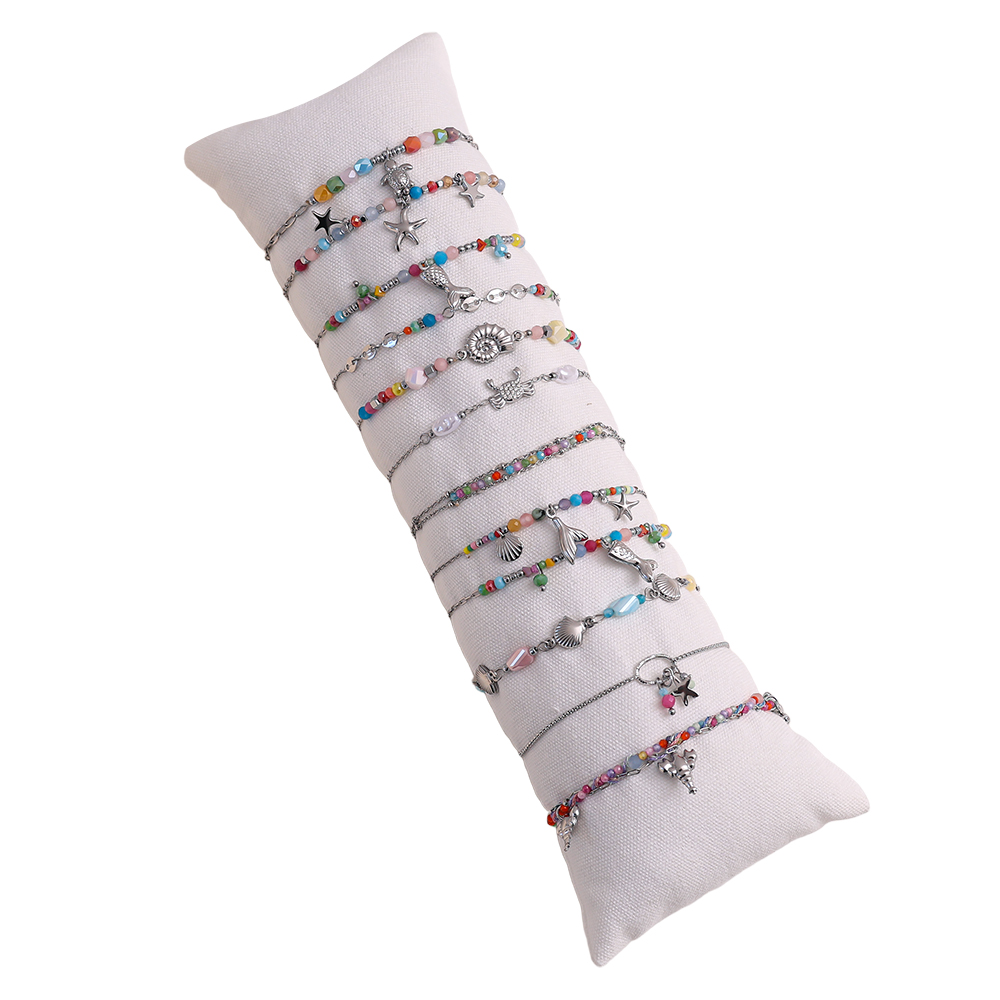 Edelstahl Armband Set 12er 17cm Buntes Muschel Perlen 