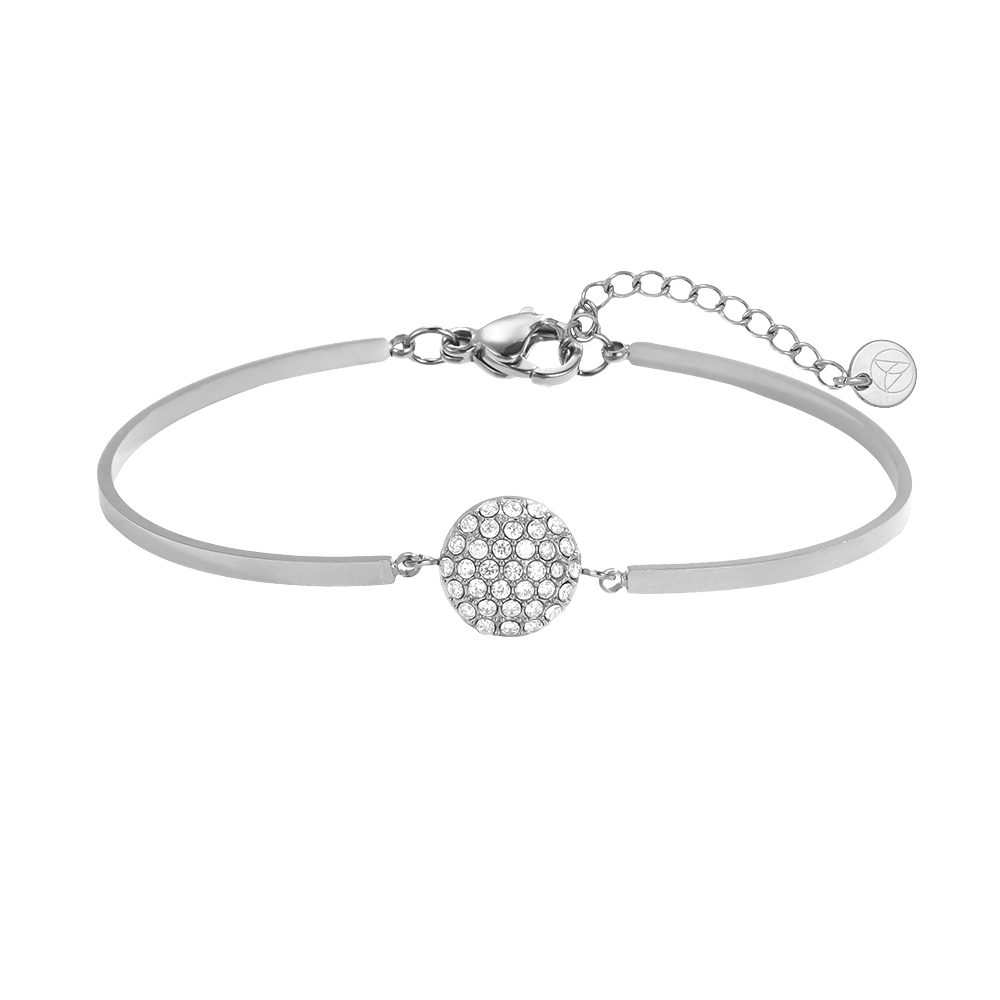 Edelstahl Armband Verstellbarer zwillingsreifen rund Strassstein