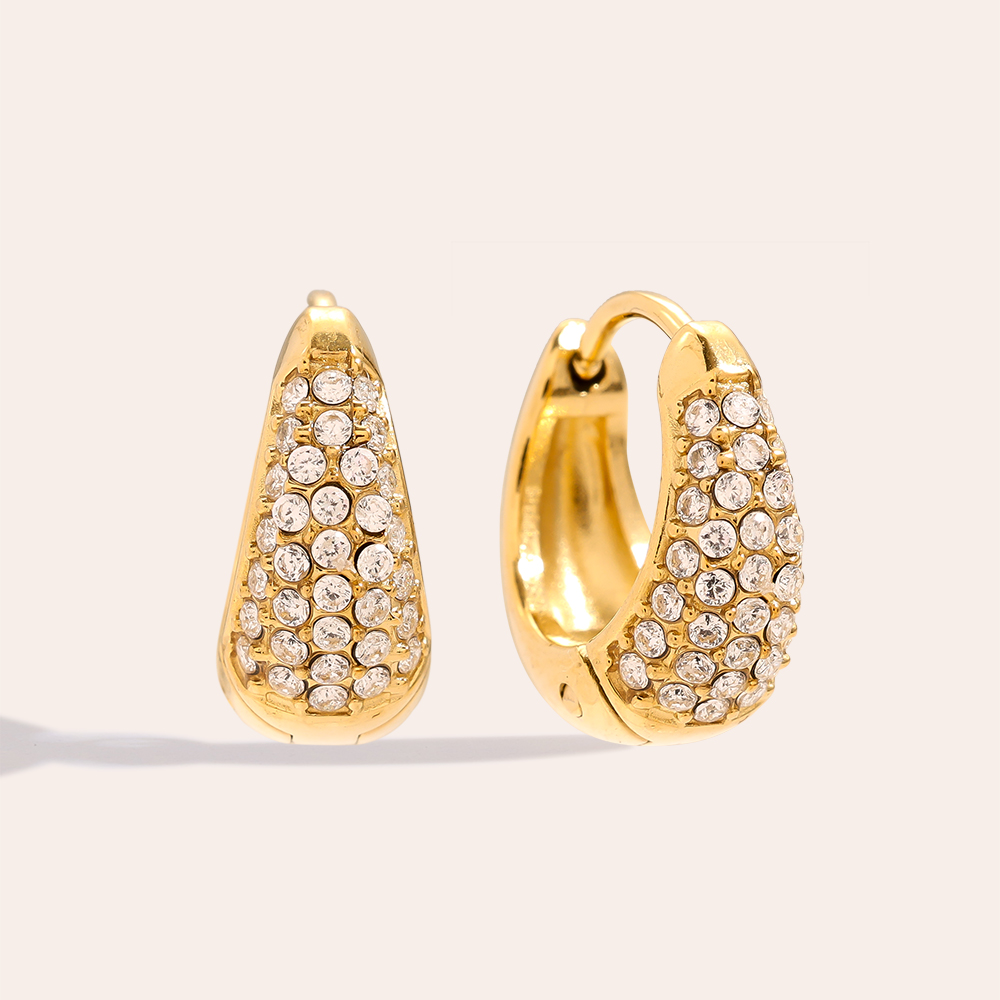 Edelstahl Ohrringe 8mm Diamond Drop Hoop