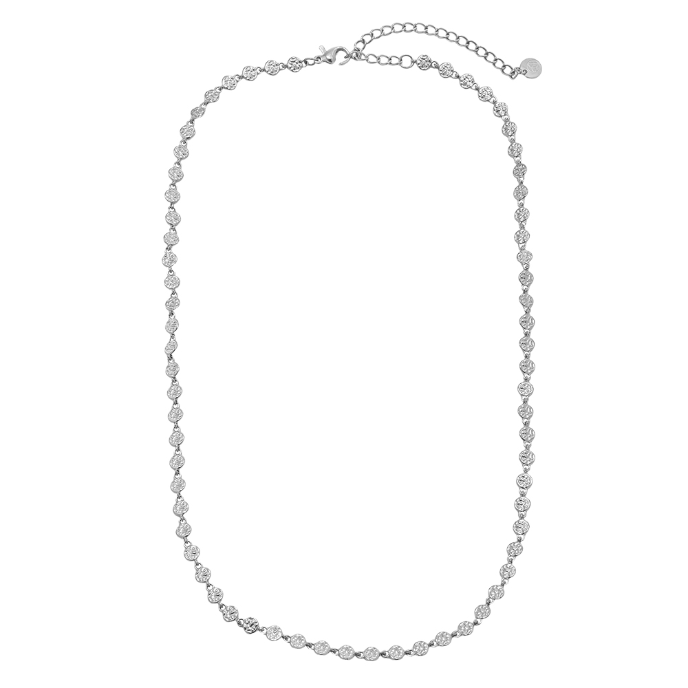 Edelstahl Halskette 43cm unregelmäßige kleine Scheibe