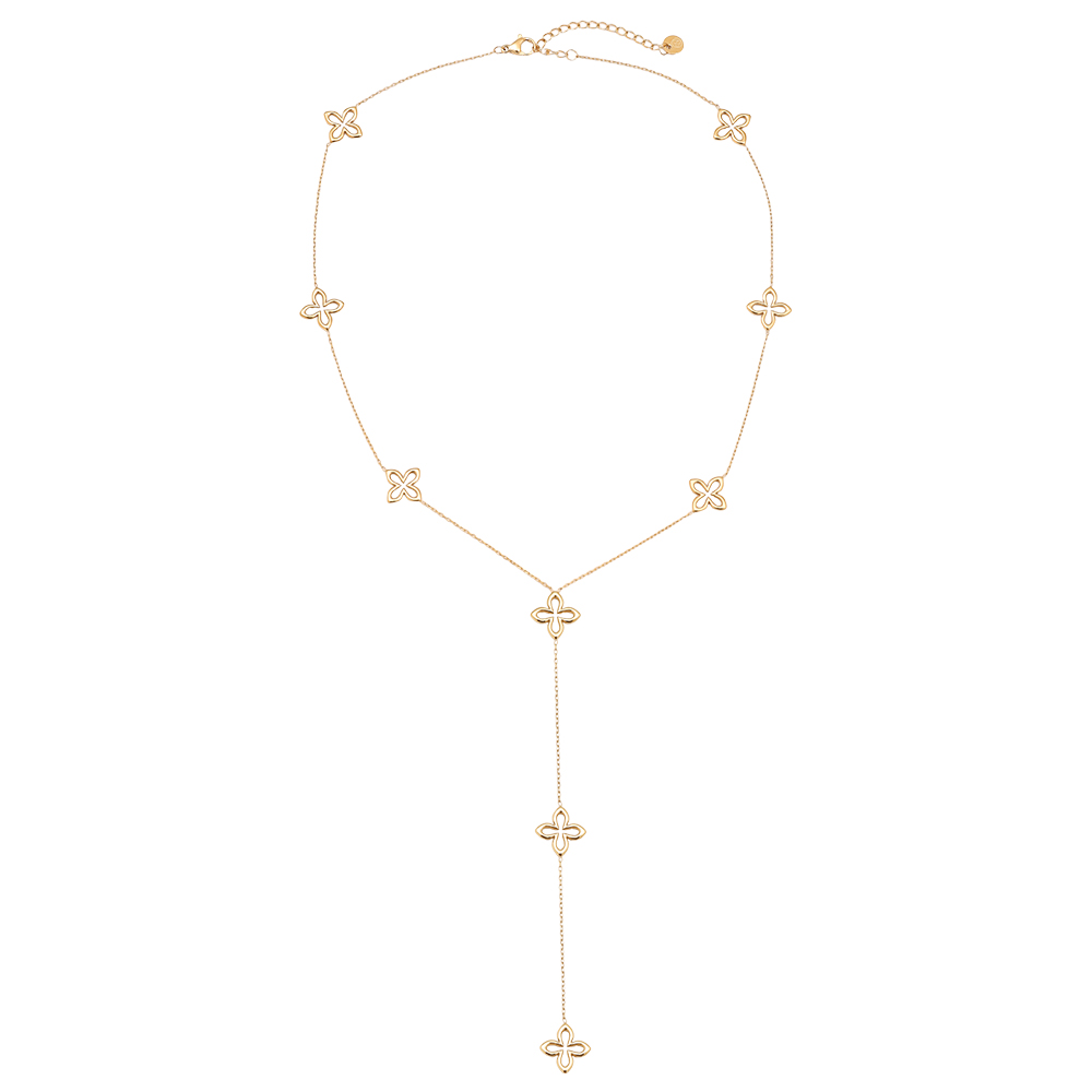Edelstahl Halskette 45cm Classic Lucky Flower With Chain
