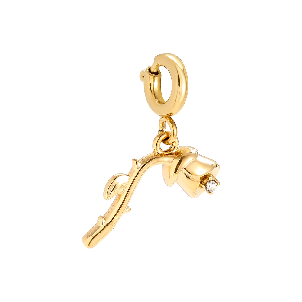 Edelstahl Pendant 15mm Spring Clasp Rose With Diamond