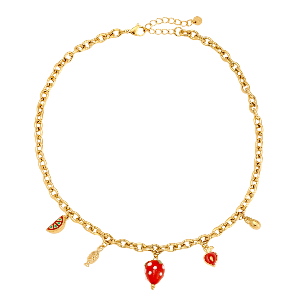 Edelstahl Halskette 42cm Strawberry Heart