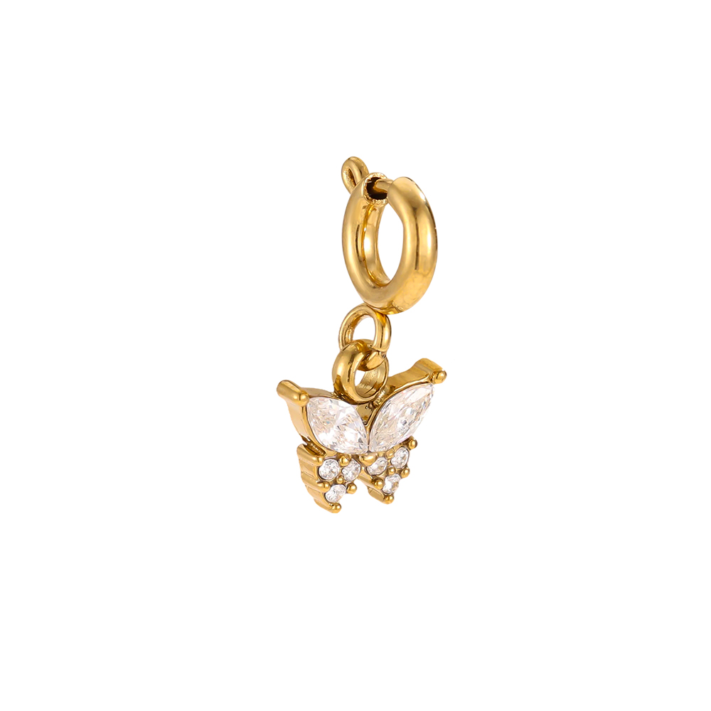 Edelstahl Pendant 16mm Zirkonia Schmetterling mit Federverschluss