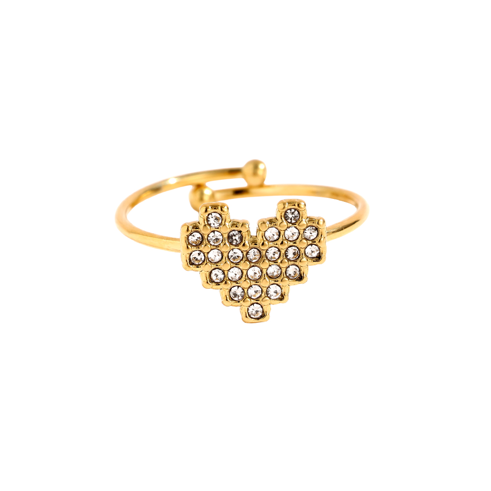 Edelstahl Ring Glory Heart Diamond