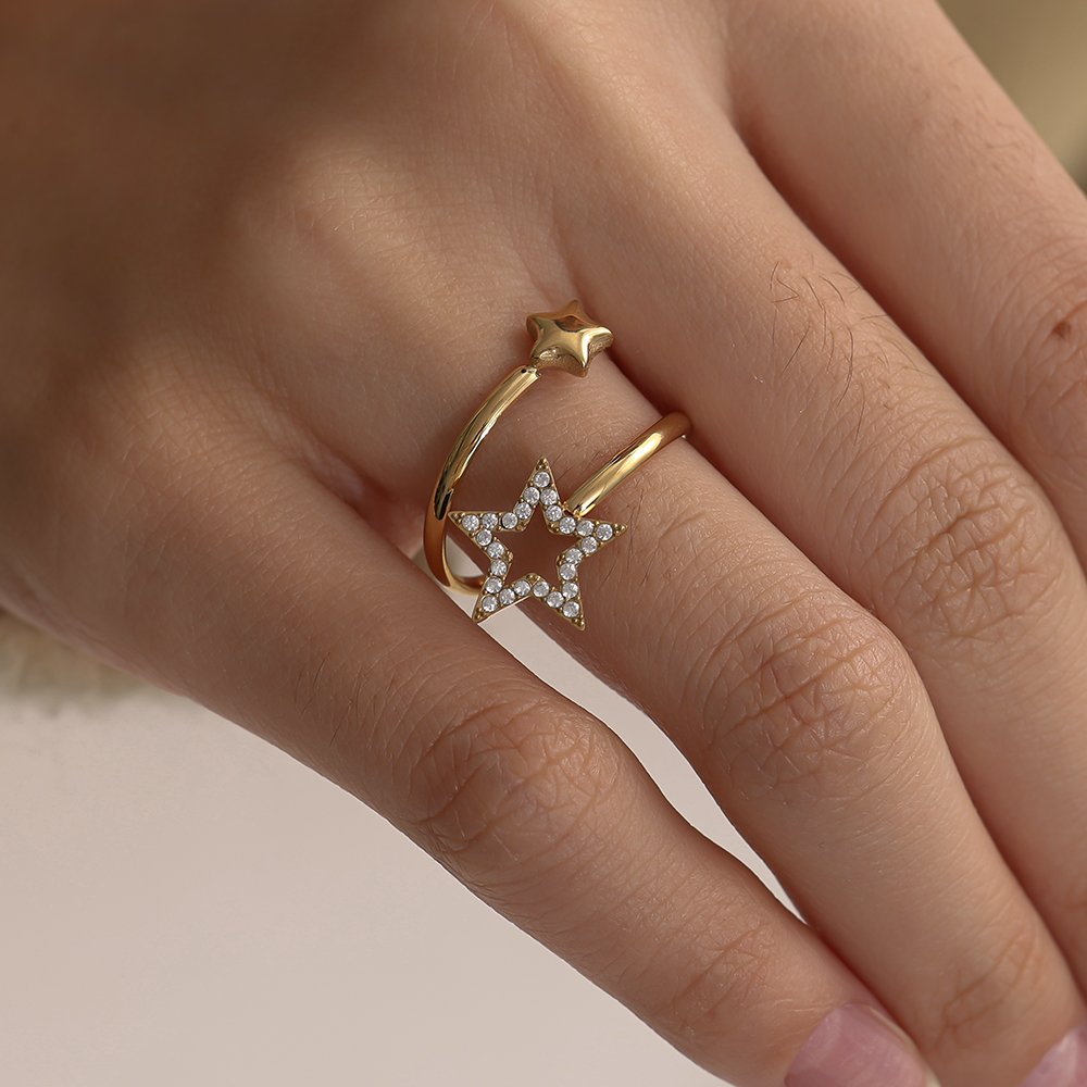 Edelstahl Ring Verstellbarer Sternchen Hug
