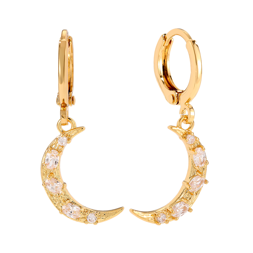 Vergoldete Ohrringe 3cm Diamond Moon