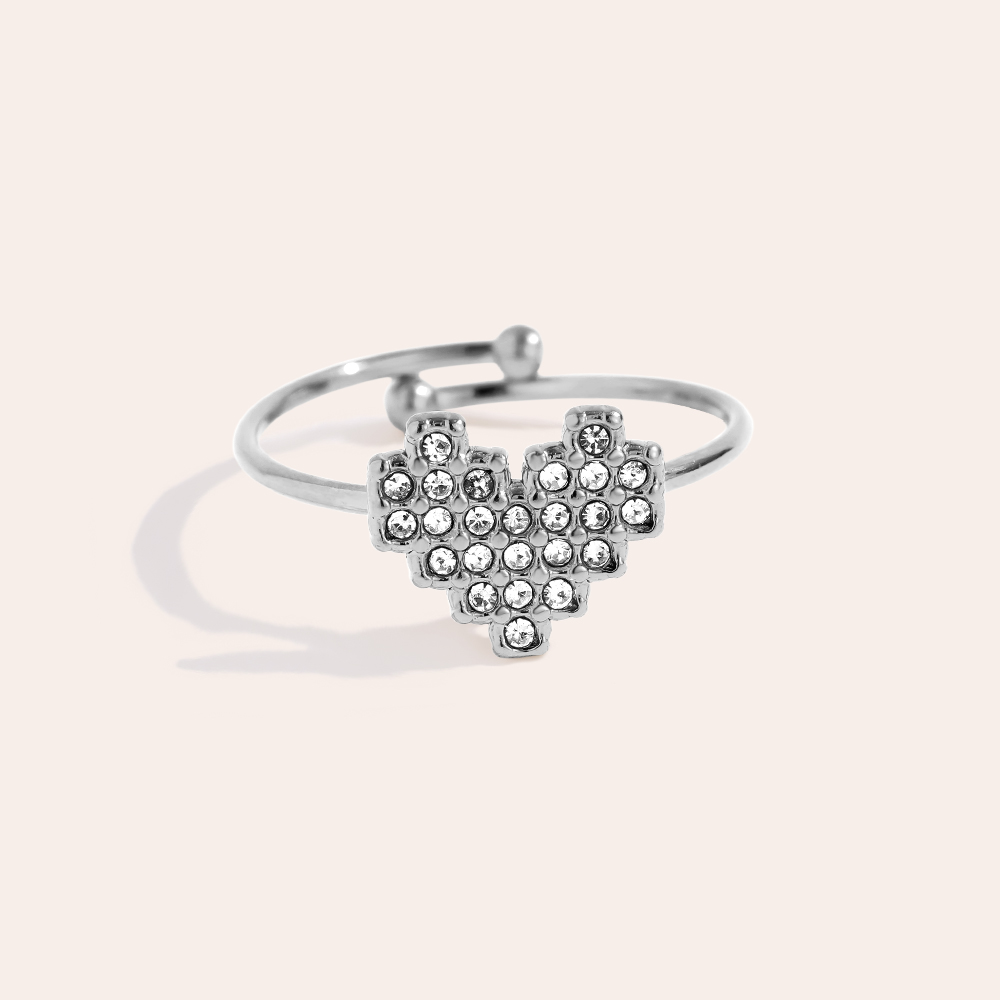Edelstahl Ring Glory Heart Diamond