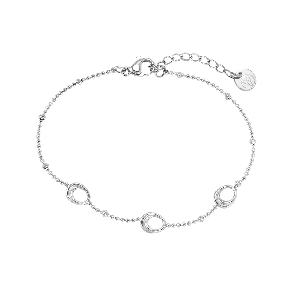 Edelstahl Armband 17cm drei hohle Ovale