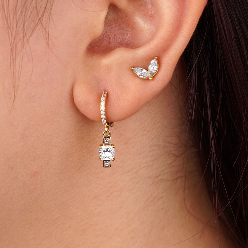 Vergoldete Ohrringe Diamond Mannequin Hoop