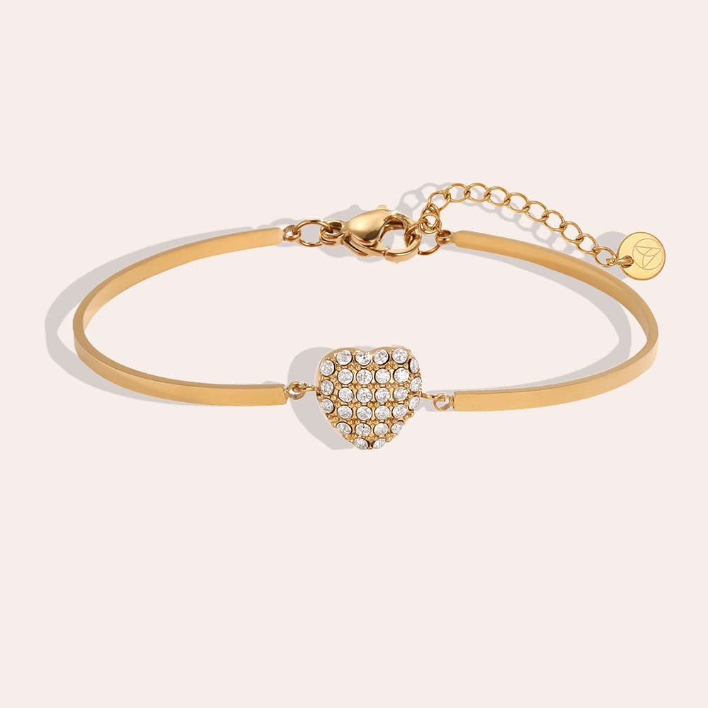 Edelstahl Armband Verstellbarer zwillingsreifen Herz Strassstein  