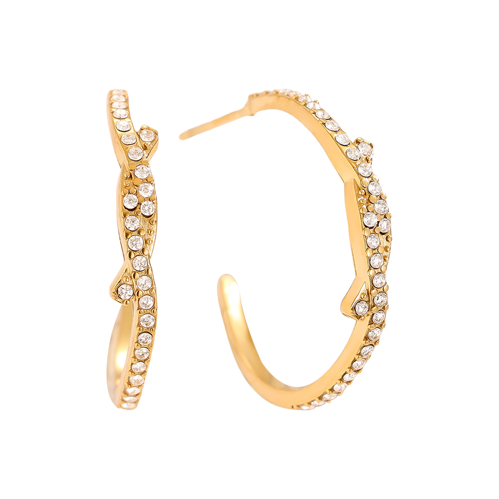 Edelstahl Ohrringe 2cm Nice Meet Diamond Half Hoop