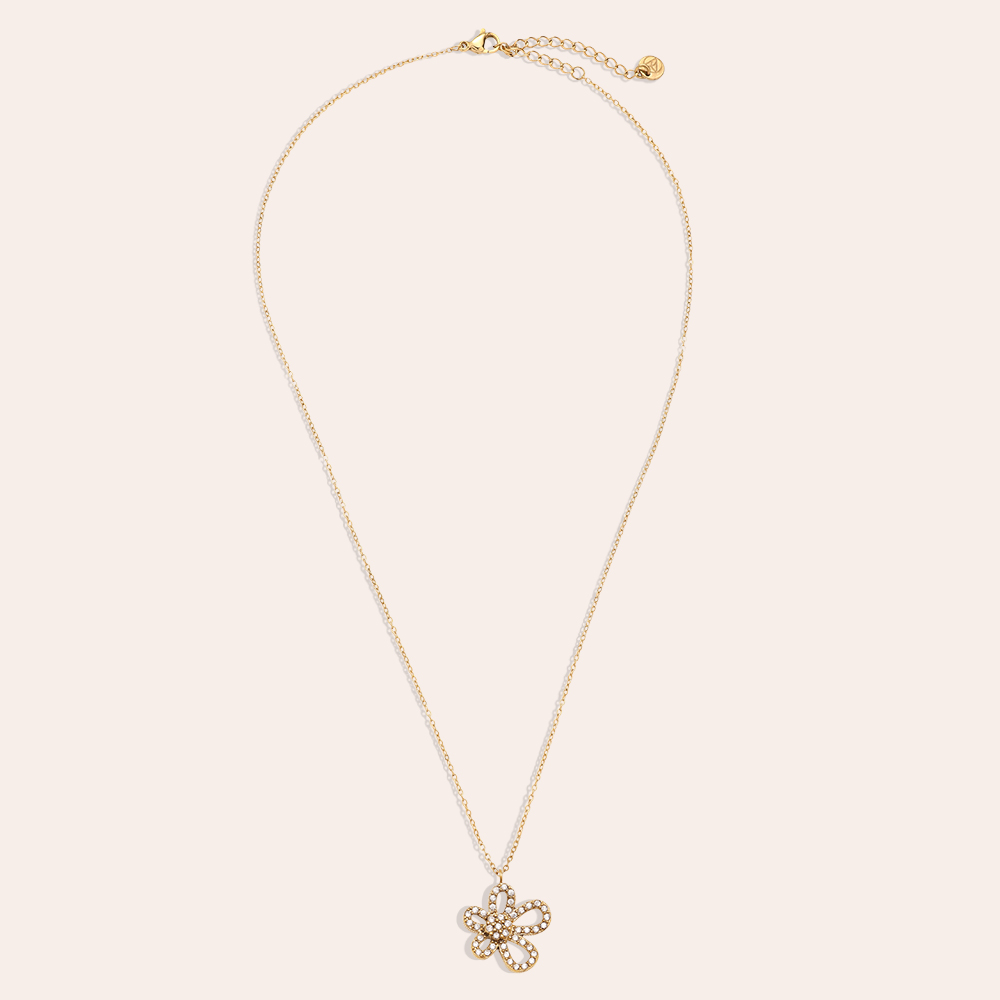 Edelstahl Halskette 40cm Cool Diamond Flower