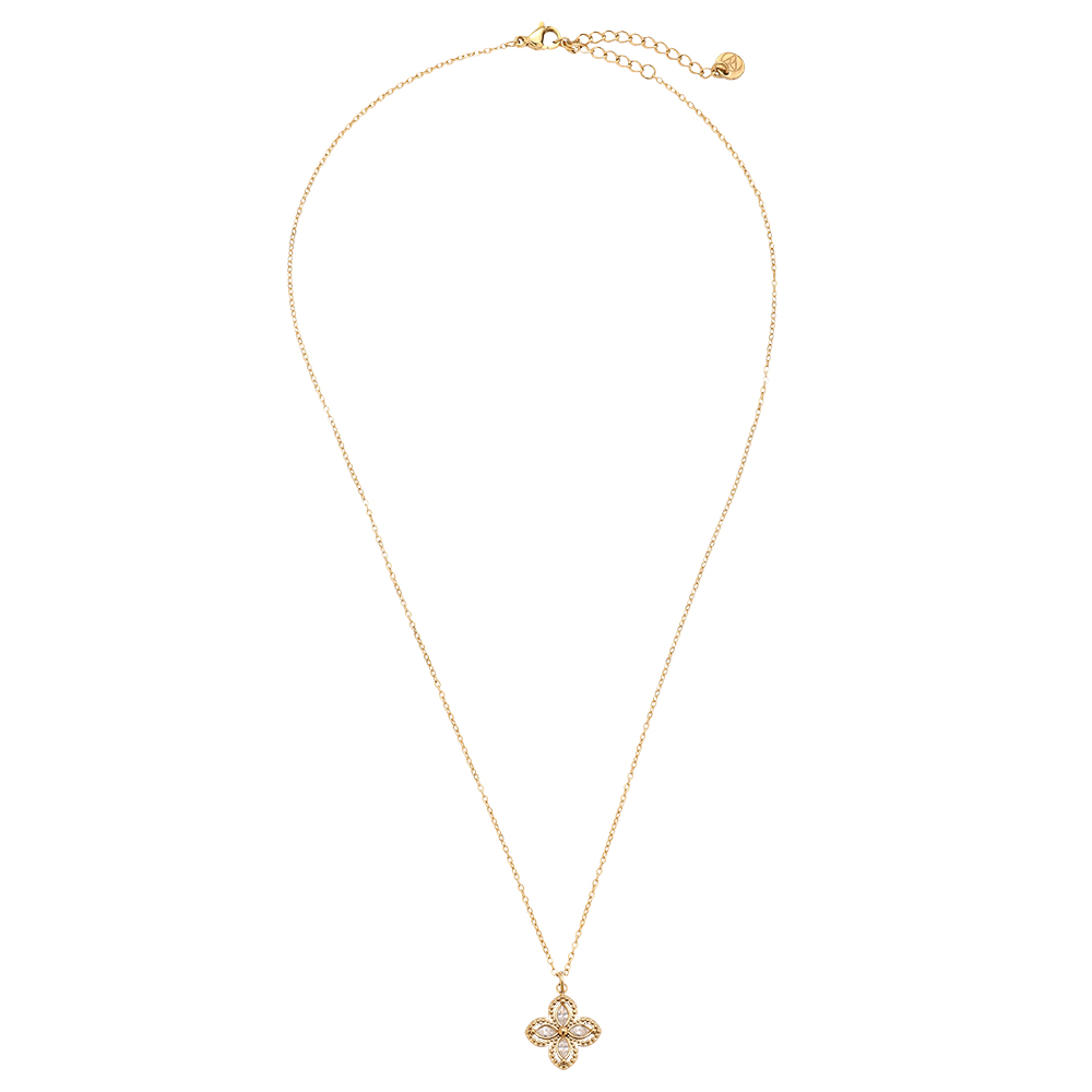 Edelstahl Halskette 40cm Fancy Diamond Flower