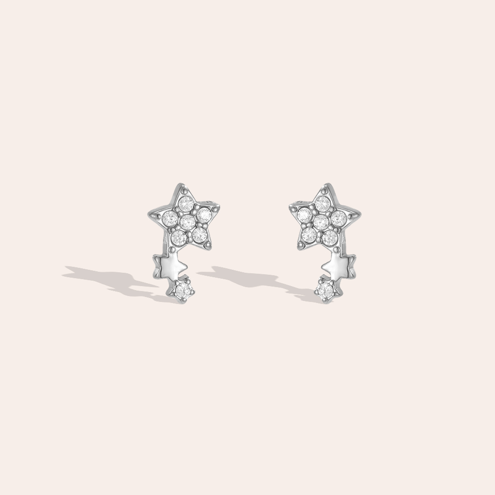 Edelstahl Ohrringe 8mm Zirkonia Stern