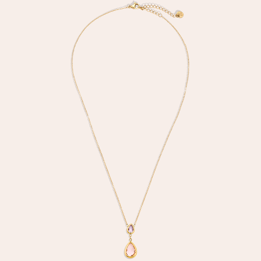 Edelstahl Halskette 40cm Pink And Blue Diamond