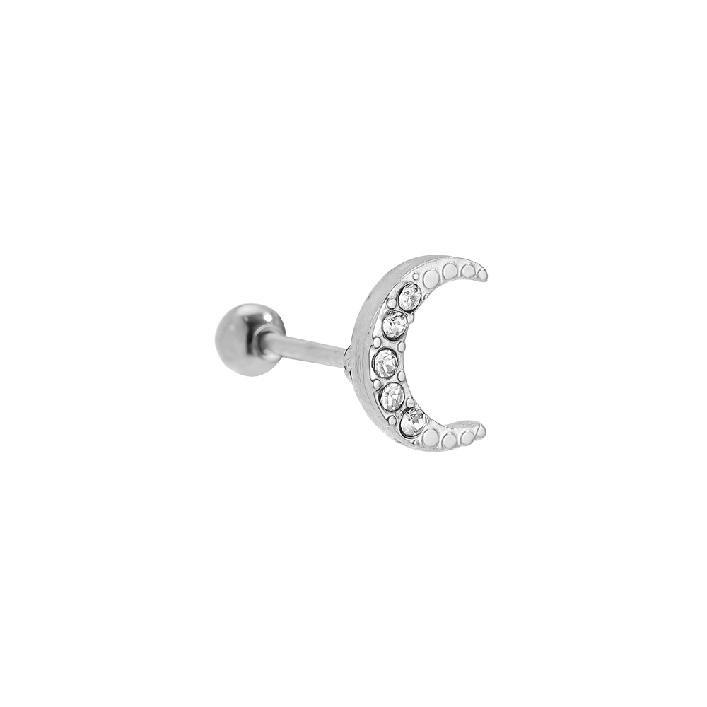 Edelstahl Piercing 8mm Diamond Moon
