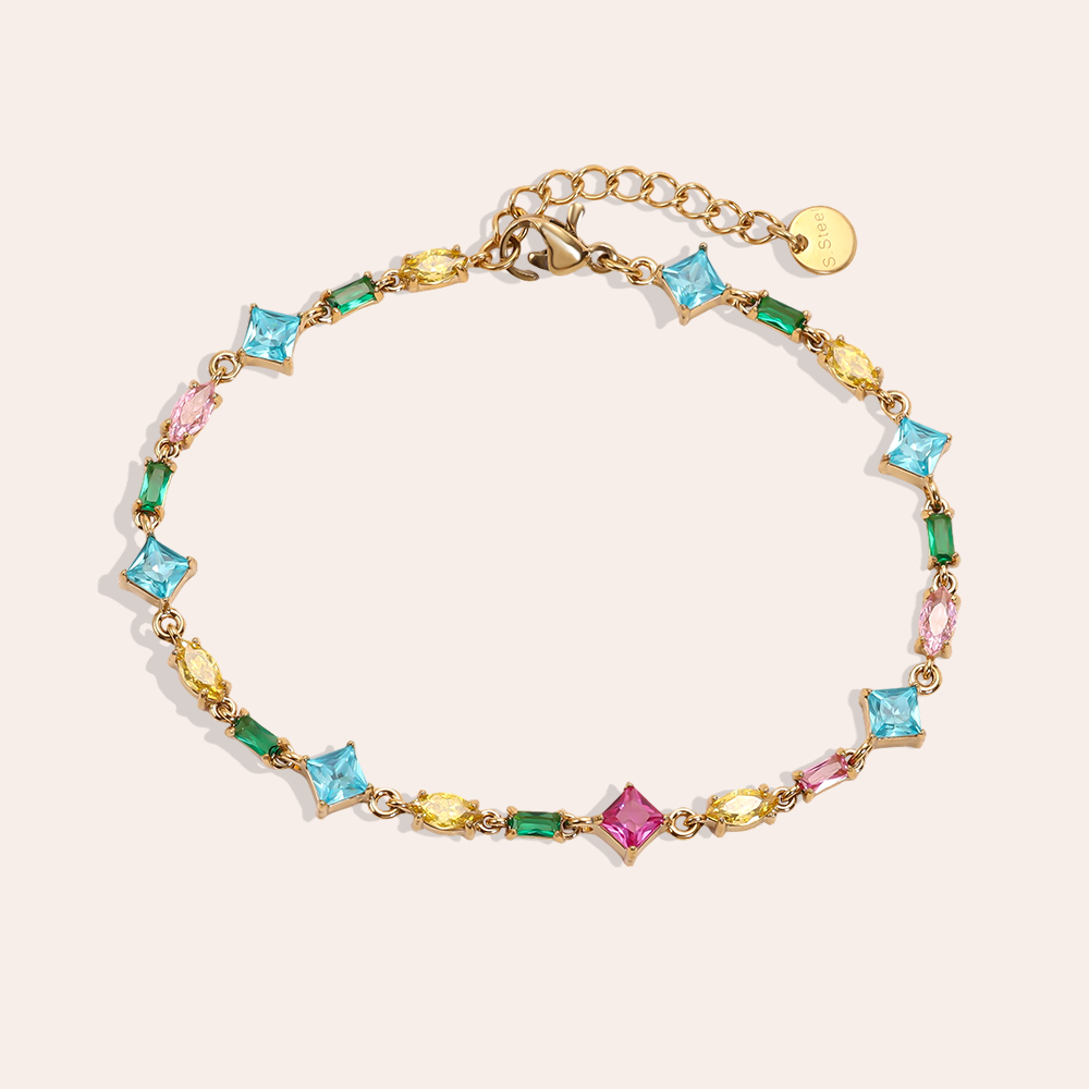 Edelstahl Armband 17cm viele verschiedene Zirkonia Ketten